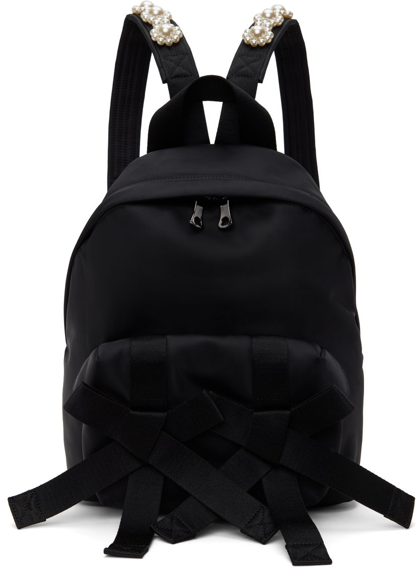 Nahrbtnik Simone Rocha Simone Rocha Beaded Utility Bow Backpack Črna | BAG179TB 0761