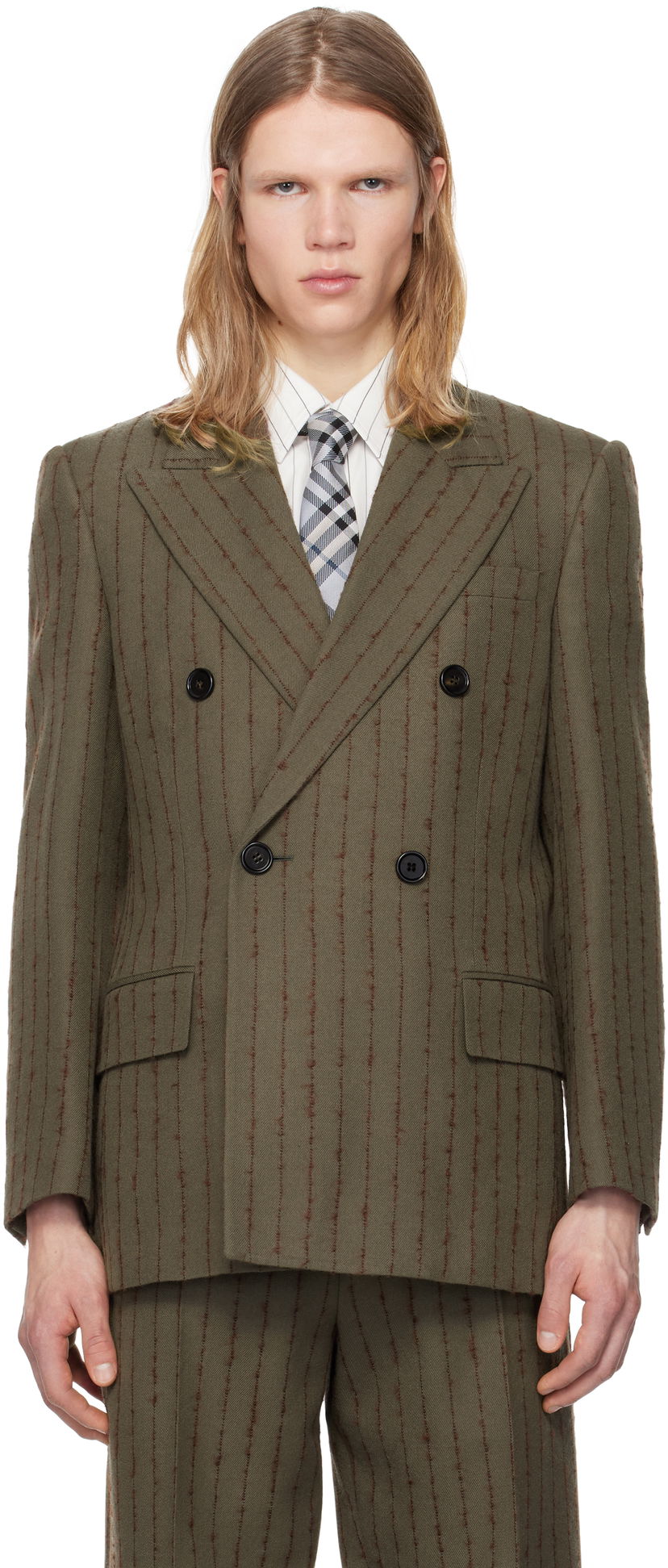 Trenirka Burberry Burberry Tailored Double-Breasted Blazer Zelena | 8103522