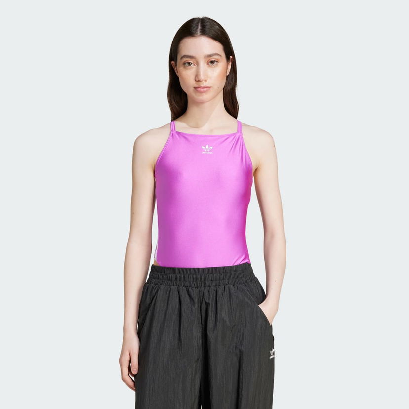Bodi adidas Performance 3-Stripes Shiny Bodysuit Lila | IY7297