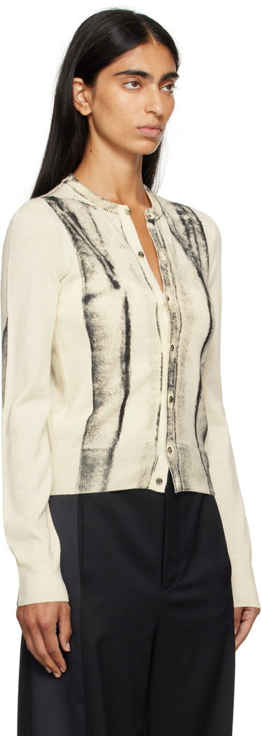 Pleteni pulover Maison Margiela MM6 Maison Margiela Folded Printed Cardigan Bež | S52HP0031 M13129, 1