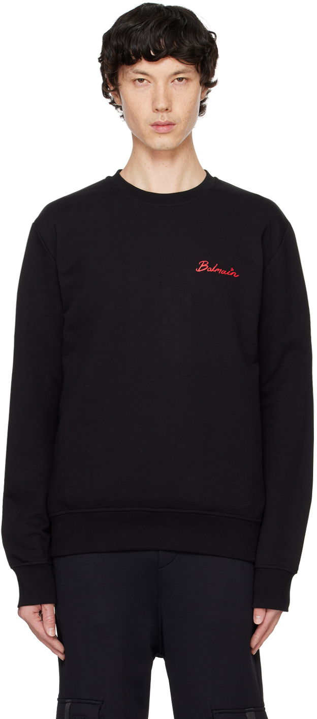 Pulover Balmain 'Kiss' Print Sweatshirt Črna | DH0JQ040GE15