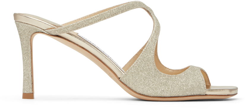 Modni dodatki Jimmy Choo Jimmy Choo Anise 75 Glitter Heeled Mules Kovinski | ANISE 75