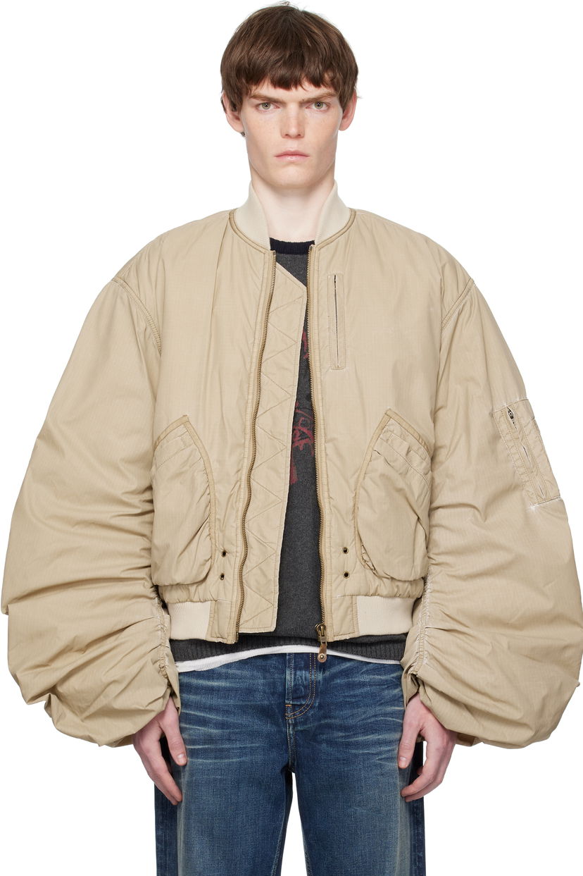 Bomber jakna We11done We11done Washed Nylon Bomber Jacket Bež | WD-JP2-25-059-U-BG