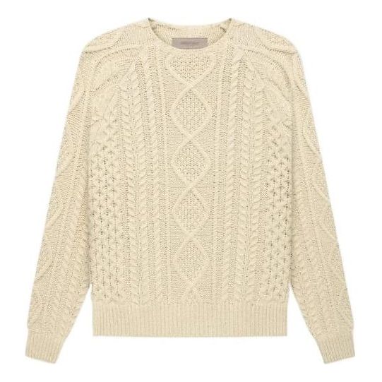 Pleteni pulover Fear of God Fear of God Essentials Cable Knit Sweater Bež | FOG-FW22-749