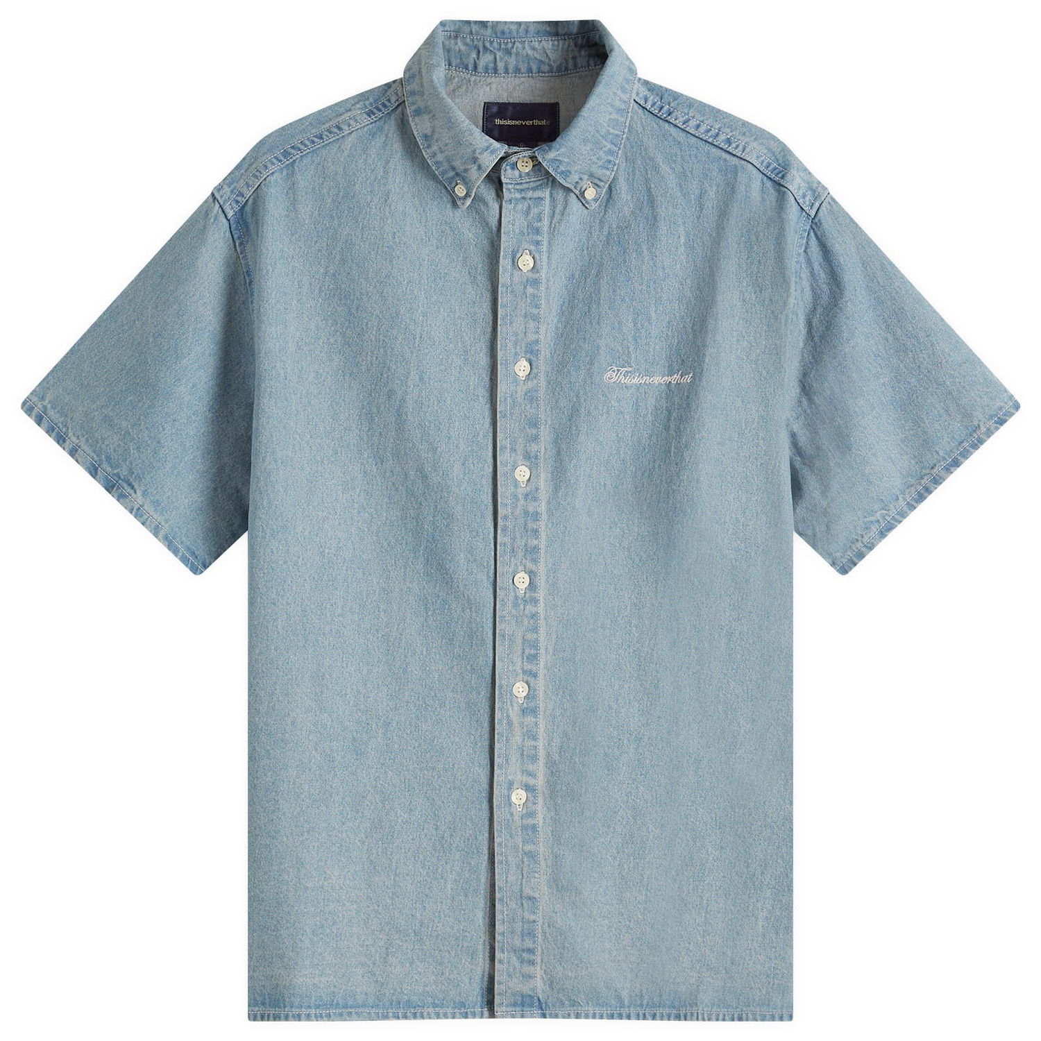 Srajce thisisneverthat Thisisneverthat Washed Denim Short Sleeve Shirt, Size Small Modra | TNCO0DSHTS01-WABL, 1