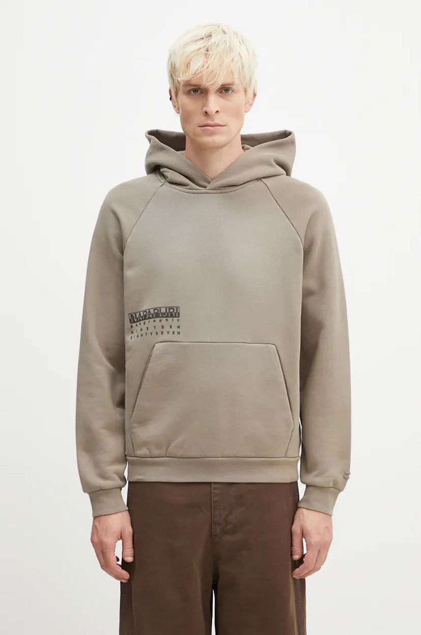 Pulover Napapijri Sweatshirt With Print And Hood Zelena | NP0A4I6MN1K1