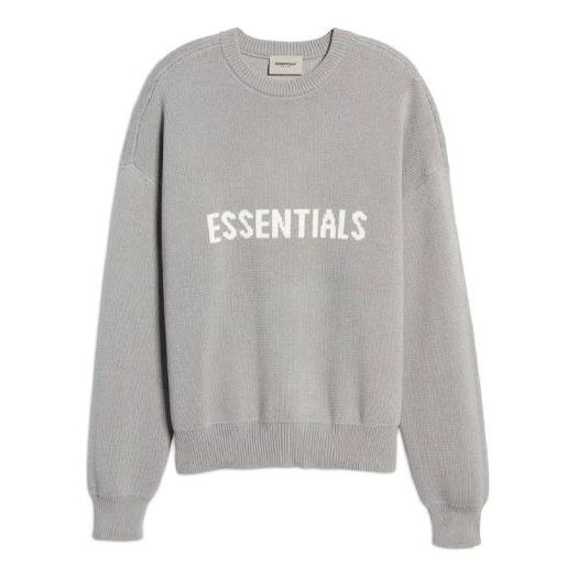 Pleteni pulover Fear of God Essentials Knit Logo Sweatshirt Siva | FOG-SS21-667
