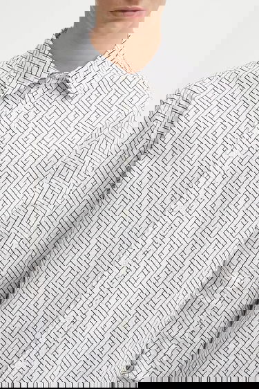 Srajce KENZO Weave Relaxed Fit Shirt with Classic Collar Bela | FF65CH4029JD, 3