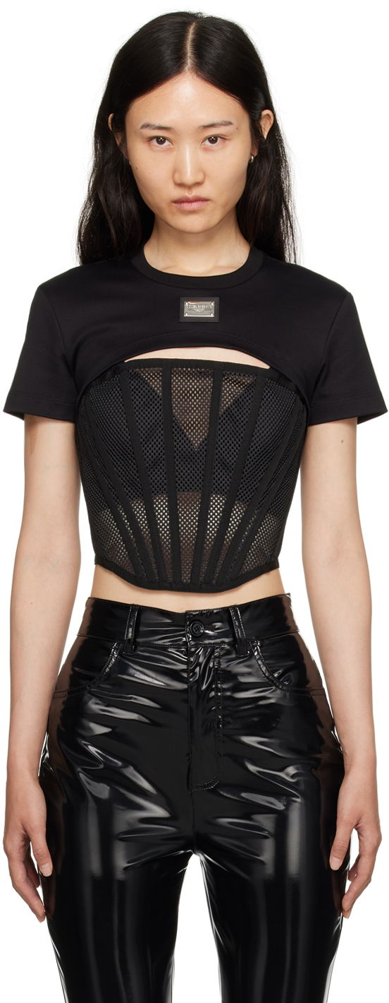 Majica Dolce & Gabbana Black Cutout T-Shirt Črna | F8T27T G7G7K