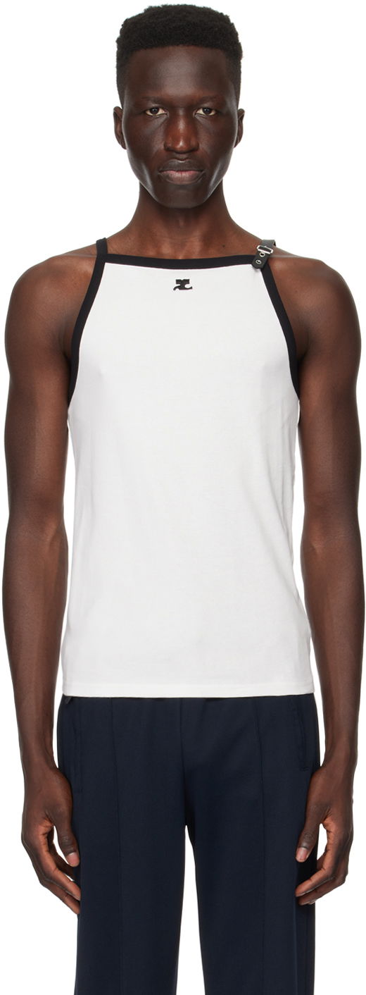 Majica brez rokavov Courrèges Courrèges Buckle Detail Tank Bela | 124JDE068JS0070