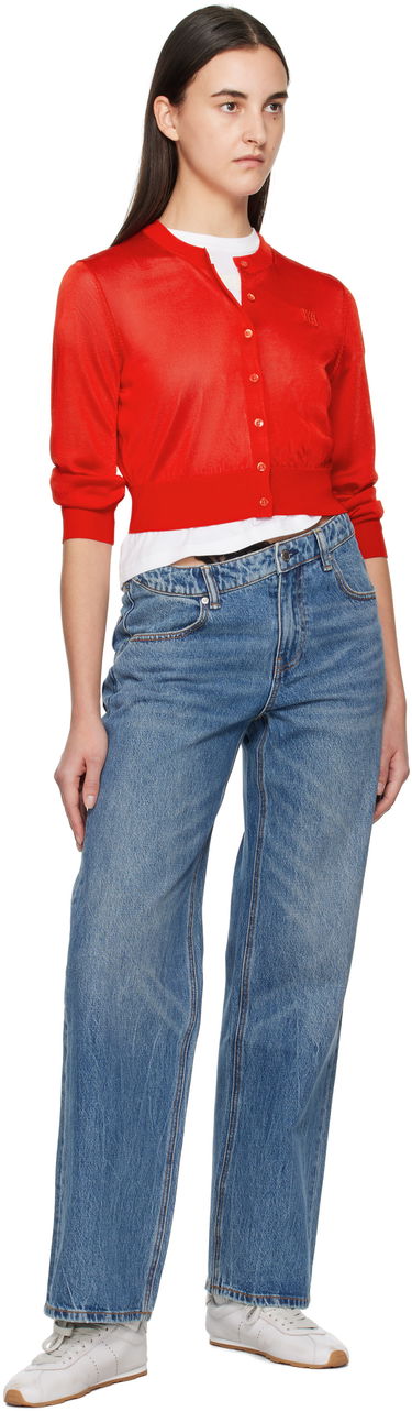 Pleteni pulover Alexander Wang Alexanderwang.t Embroidered Cropped Cardigan Modra | 4KC1253070, 3