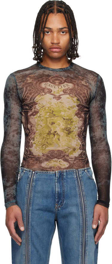 Majice in brezrokavniki Jean Paul Gaultier The Blue Médaillon Printed Long Sleeve Mesh Top Večbarvna | 25/04-W-TO305-M006P-005740, 0