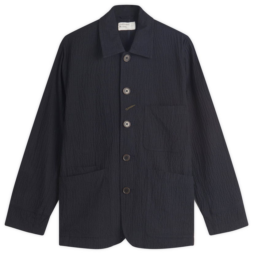 Jakna Universal Works Bakers Jacket Seersucker Mornarica | 32112-DKN