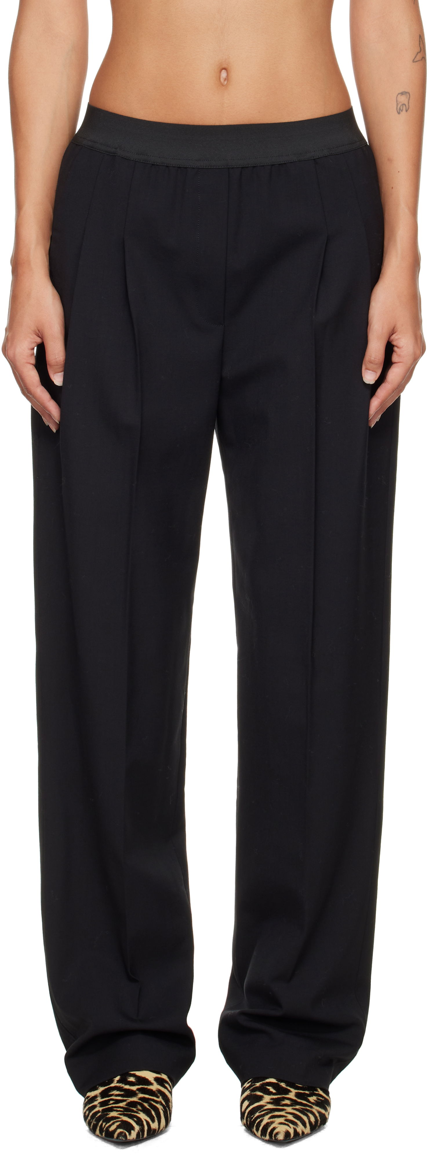 Hlače Loulou de Saison Loulou de Saison Elasticated Waistline Trousers Črna | NIRO, 0