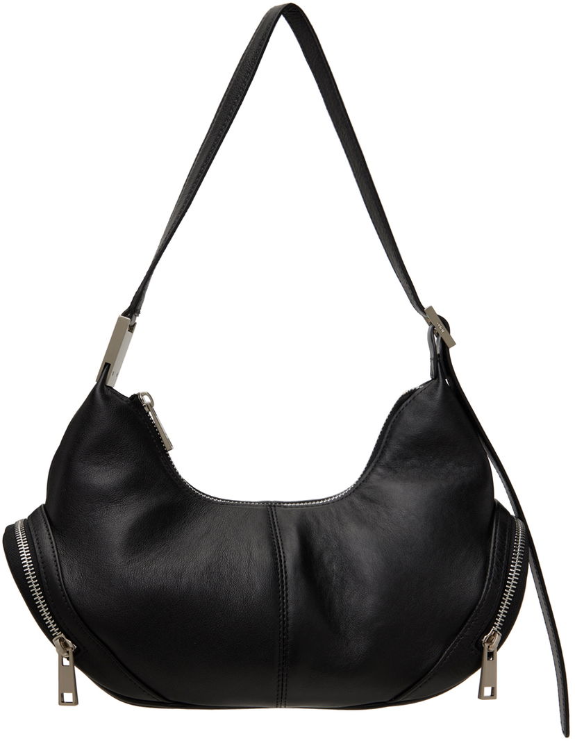 Torba za čez ramo OSOI Leather Shoulder Bag With Side Pockets Črna | 24FWB03013001