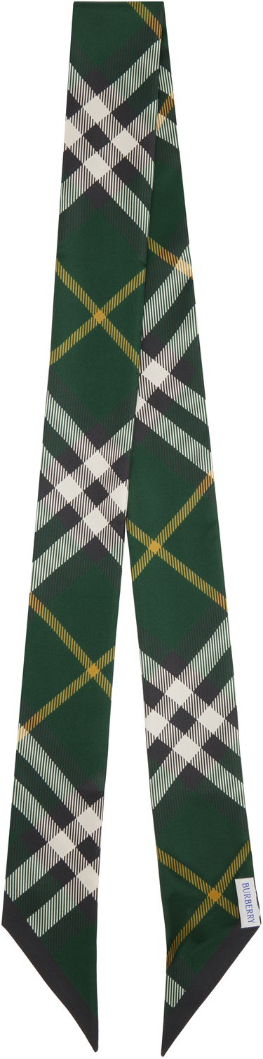 Šala Burberry Skinny Silk Scarf with a Check Pattern Zelena | 8095832, 1