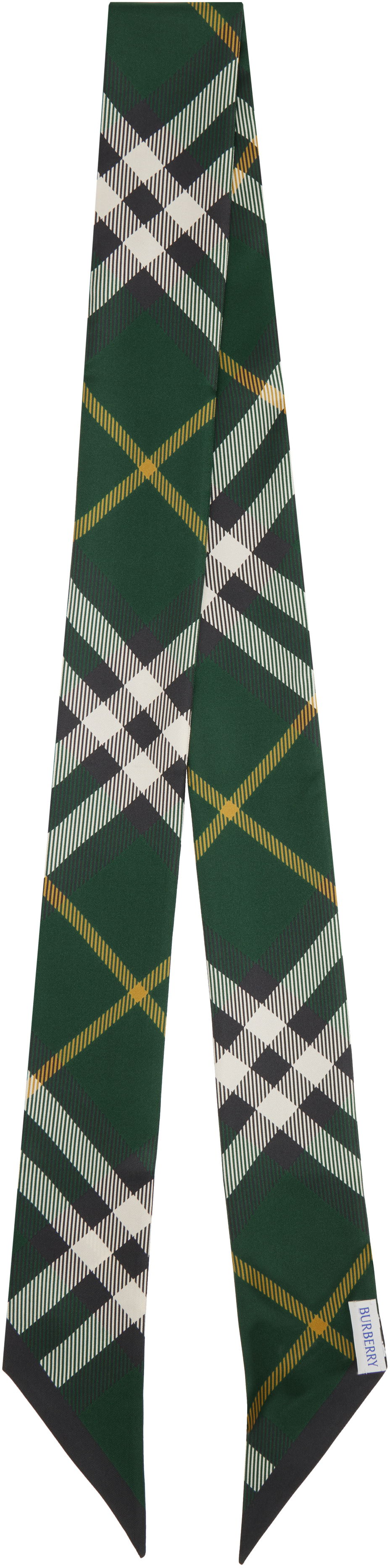 Šala Burberry Skinny Silk Scarf with a Check Pattern Zelena | 8095832, 1