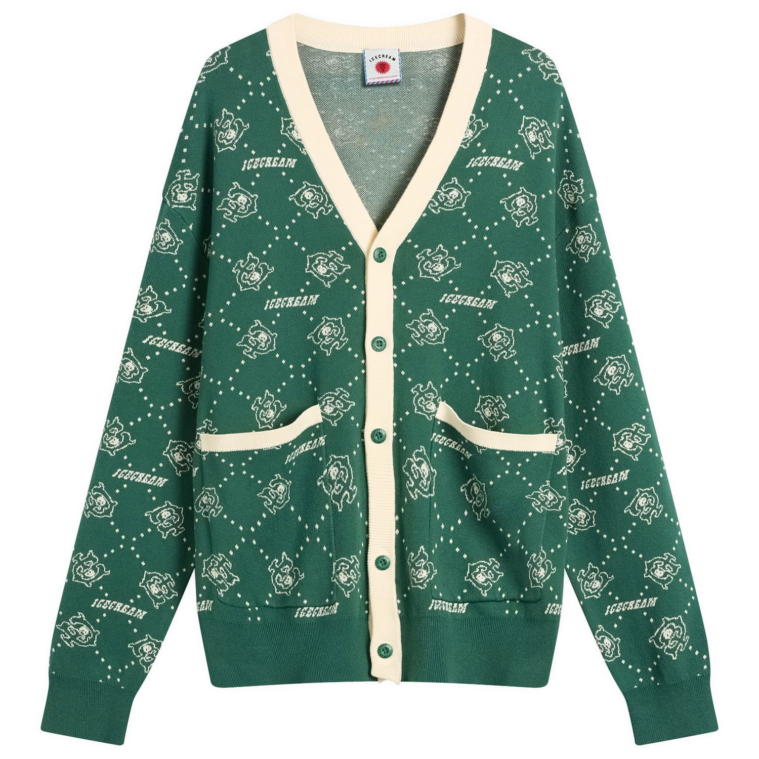 Pleteni pulover BBC IceCream Monogram Knit Cardigan, Size Large Zelena | IC25333-GRN, 1