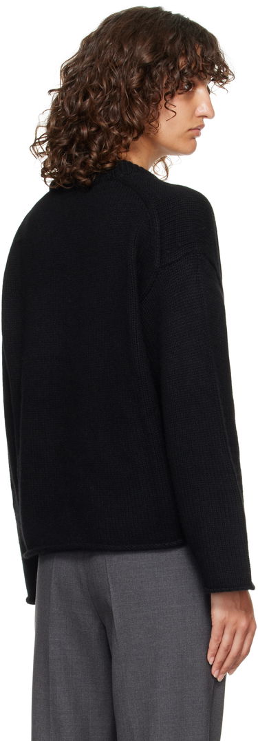Pleteni pulover Loulou de Saison Loulou de Saison Derry Plunging U Neck Sweater Črna | DERRY, 2