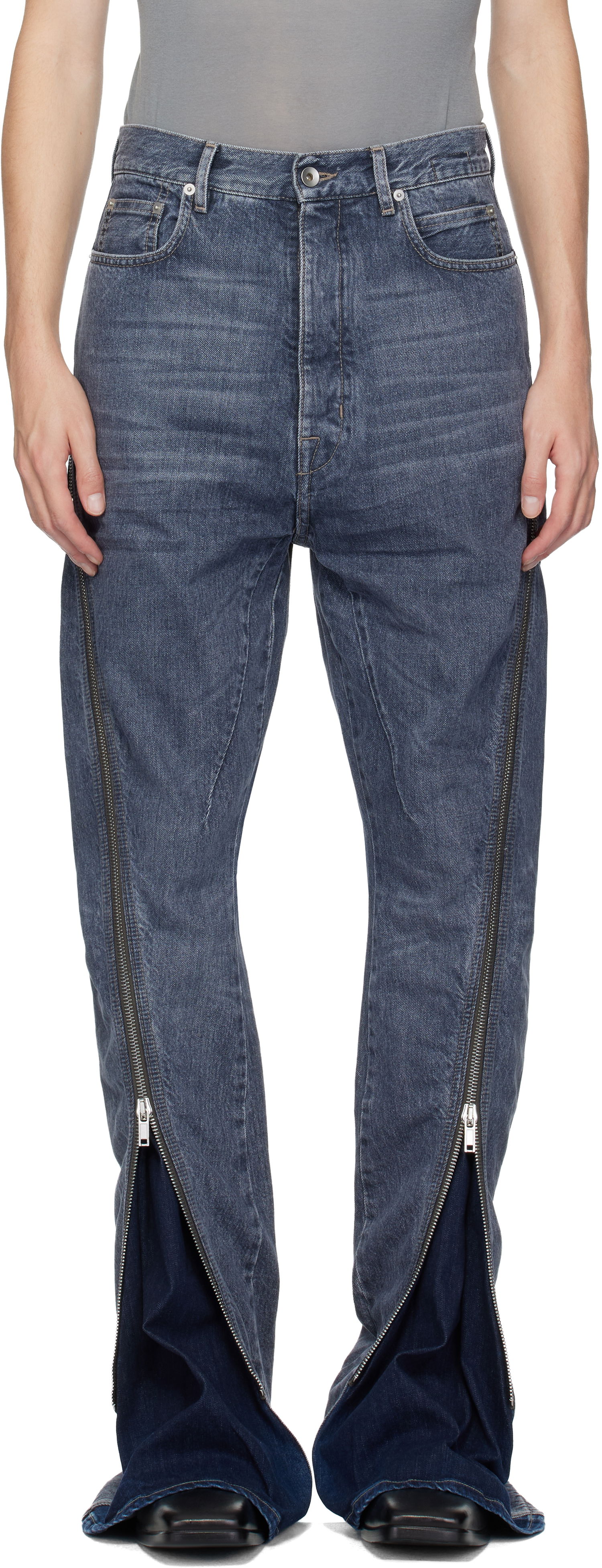 Kavbojke Rick Owens DRKSHDW Concordians Bolan Banana Zipped Denim Jeans Modra | DU02E7363 DGY, 0