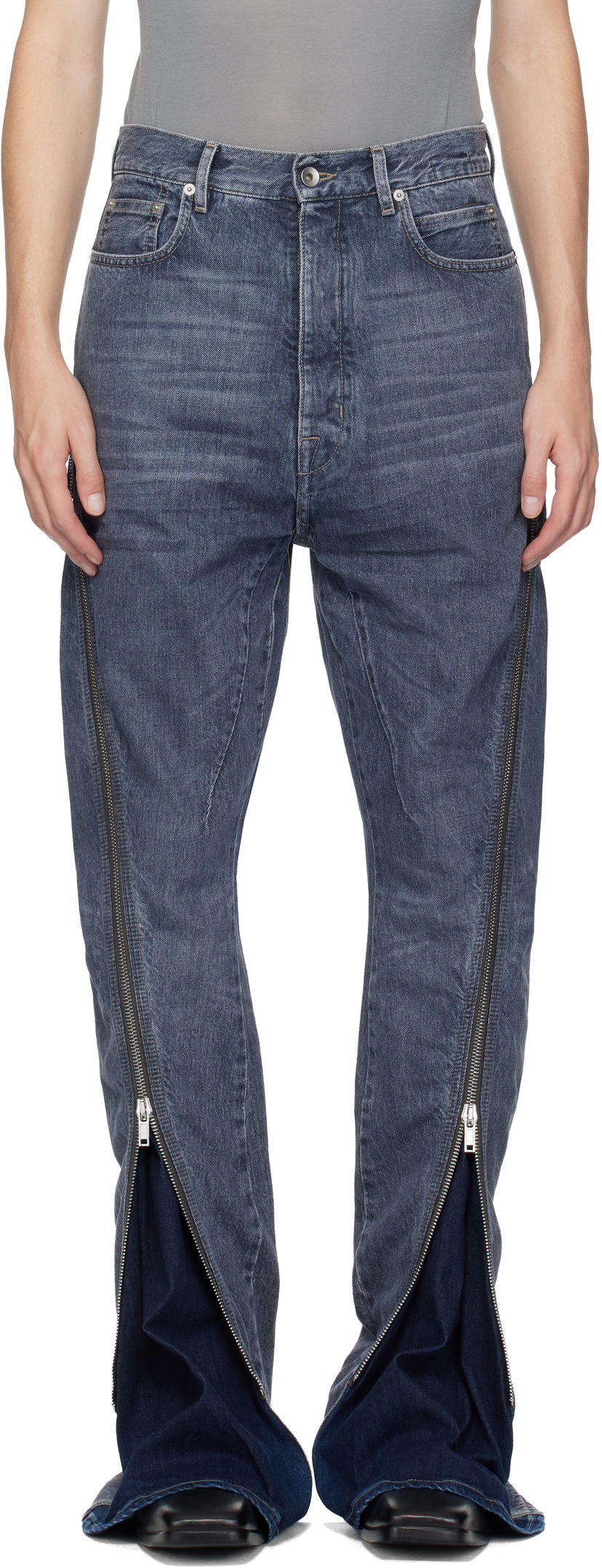 Kavbojke Rick Owens DRKSHDW Concordians Bolan Banana Zipped Denim Jeans Modra | DU02E7363 DGY
