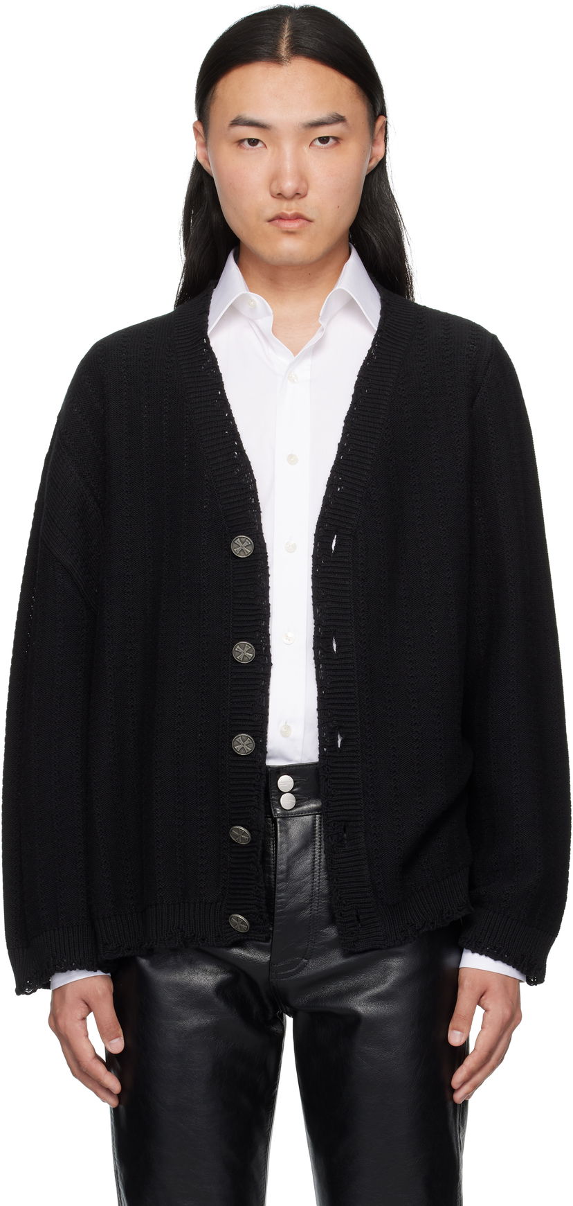 Pleteni pulover Enfants Riches Déprimés Enfants Riches Déprimés Asymmetrical Cardigan Črna | 080-250