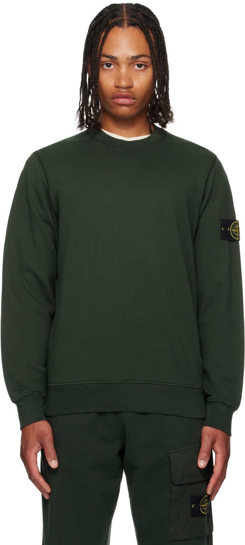 Pulover Stone Island Organic Cotton Fleece Sweatshirt Zelena | K2S15 6100060 S0051
