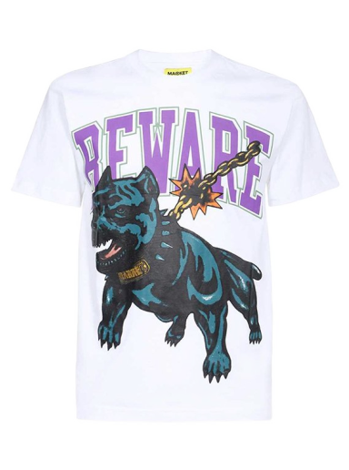 Majica MARKET Beware Dog Washed Tee Bela | 399001086-2
