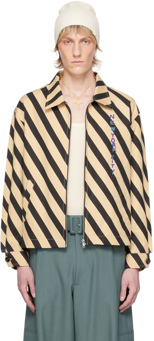 Bomber jakna Bode Domino Stripe Print Jacket Bež | MRS24JA018