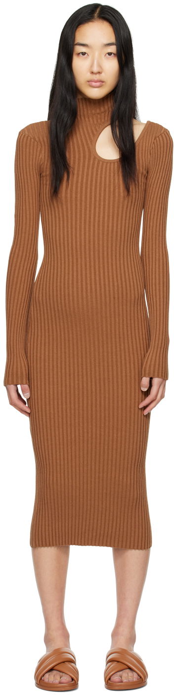 Obleke Anine Bing Victoria Cutout Midi Dress Rjava | A-02-0340-220