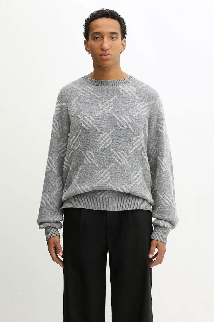 Pleteni pulover DAILY PAPER Sweater Tevin Monogram Knit Siva | 2521120
