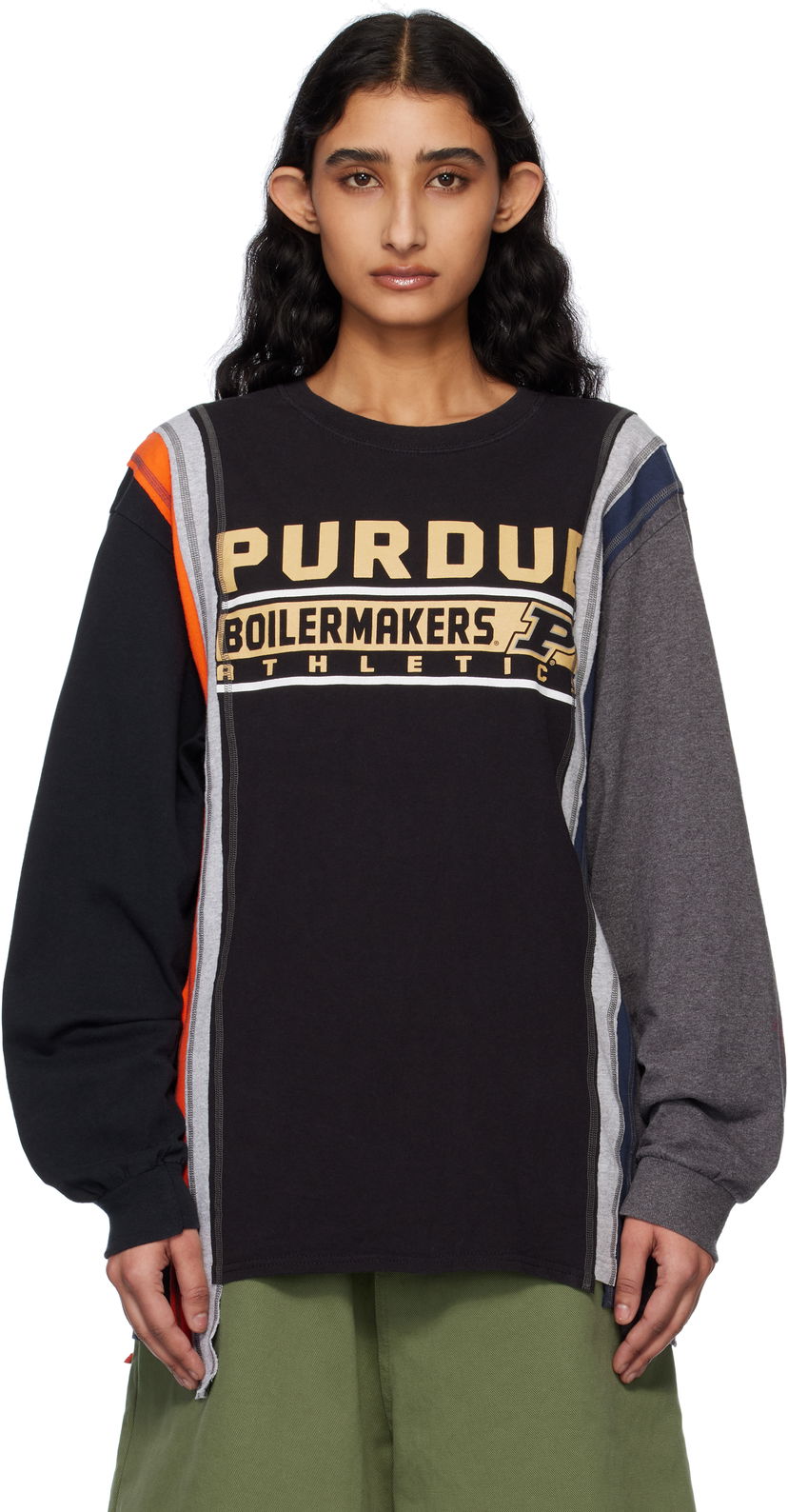 Pleteni pulover Needles NEEDLES 7 Cuts College Long Sleeve T-Shirt Črna | QV409