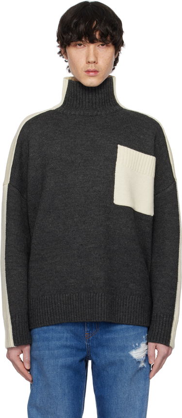 Pleteni pulover JW Anderson JW Anderson Dual Tone Turtleneck with Patch Pocket Siva | KW1308-YN0367, 0