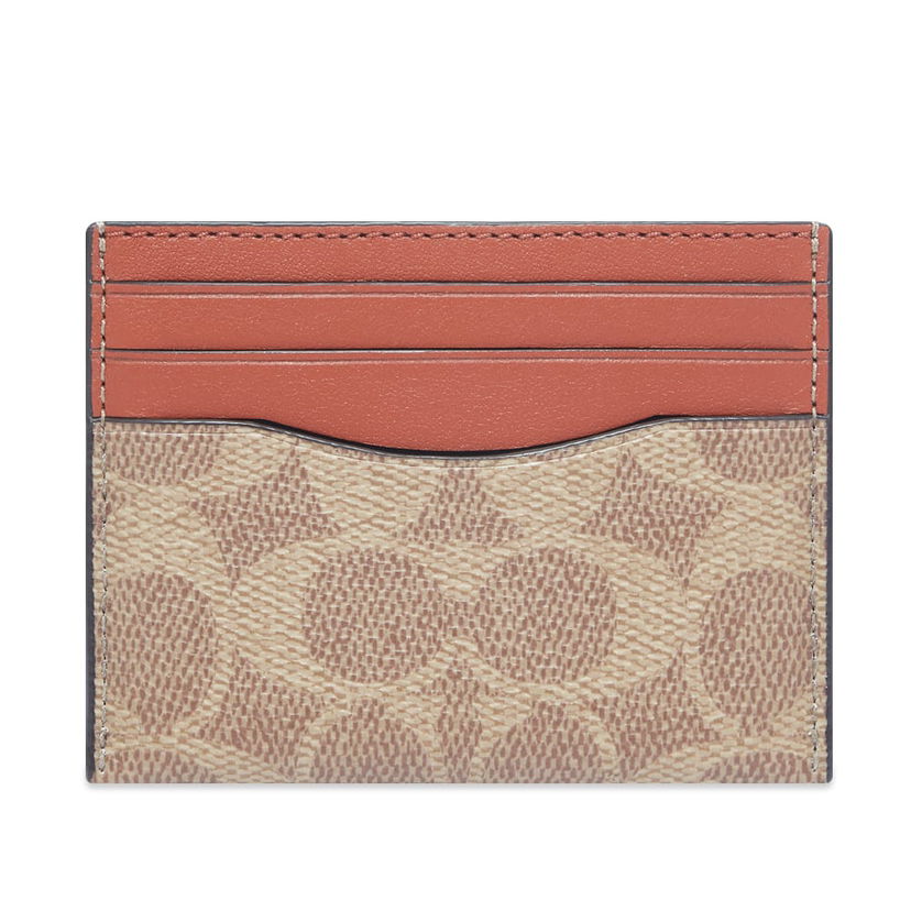 Denarnica Coach Signature Canvas And Leather Card Holder Rjava | 936-NU3
