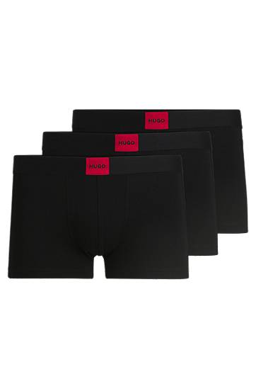 Boksarice BOSS HUGO Trunks Three-Pack with Logo Waistbands Črna | 50532797