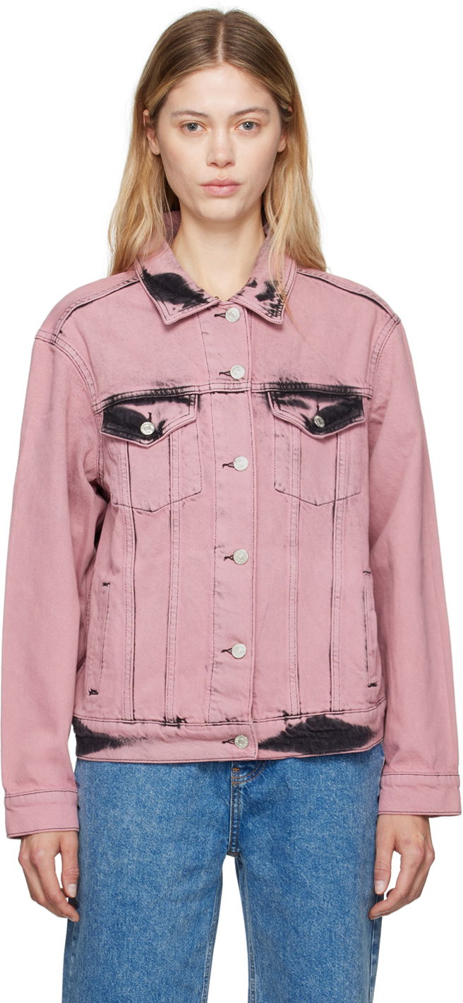 Jakna Moschino Faded Denim Jacket Roza | 242K1A0502