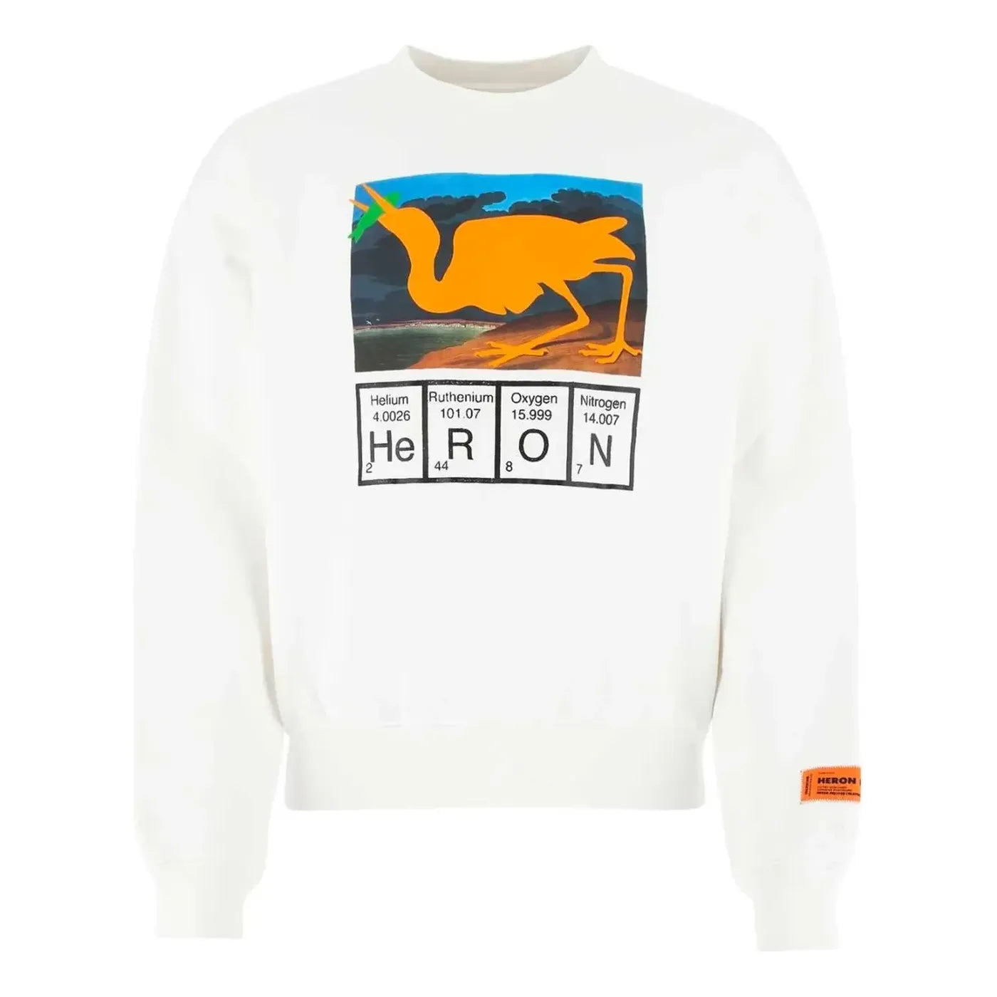 Pulover HERON PRESTON Heron Preston Periodic Table Print Sweatshirt Bela | HMBA016S21JER0010120, 0