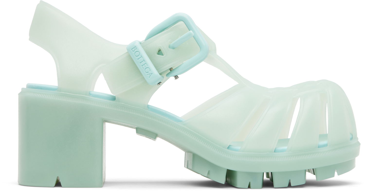 Nega čevljev Bottega Veneta Bottega Veneta Gertie Fisherman Heeled Sandals Zelena | 827620 V2AS0, 0