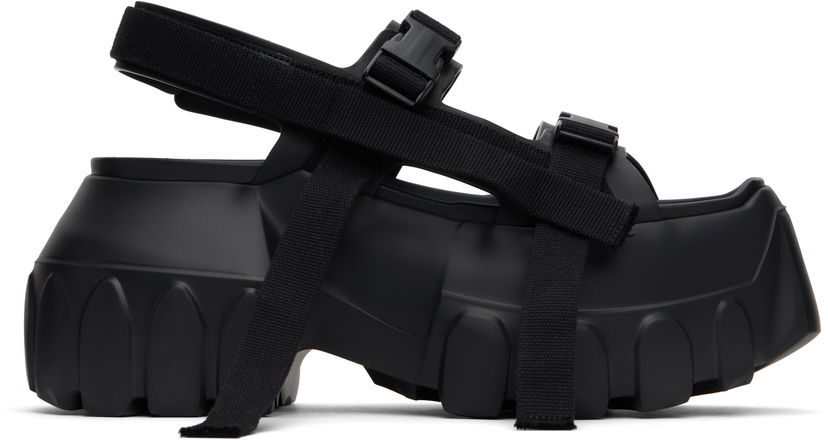 Nega čevljev Rick Owens Rick Owens Hollywood Mega Tractor Heeled Sandals Črna | RP01E7866 LOO