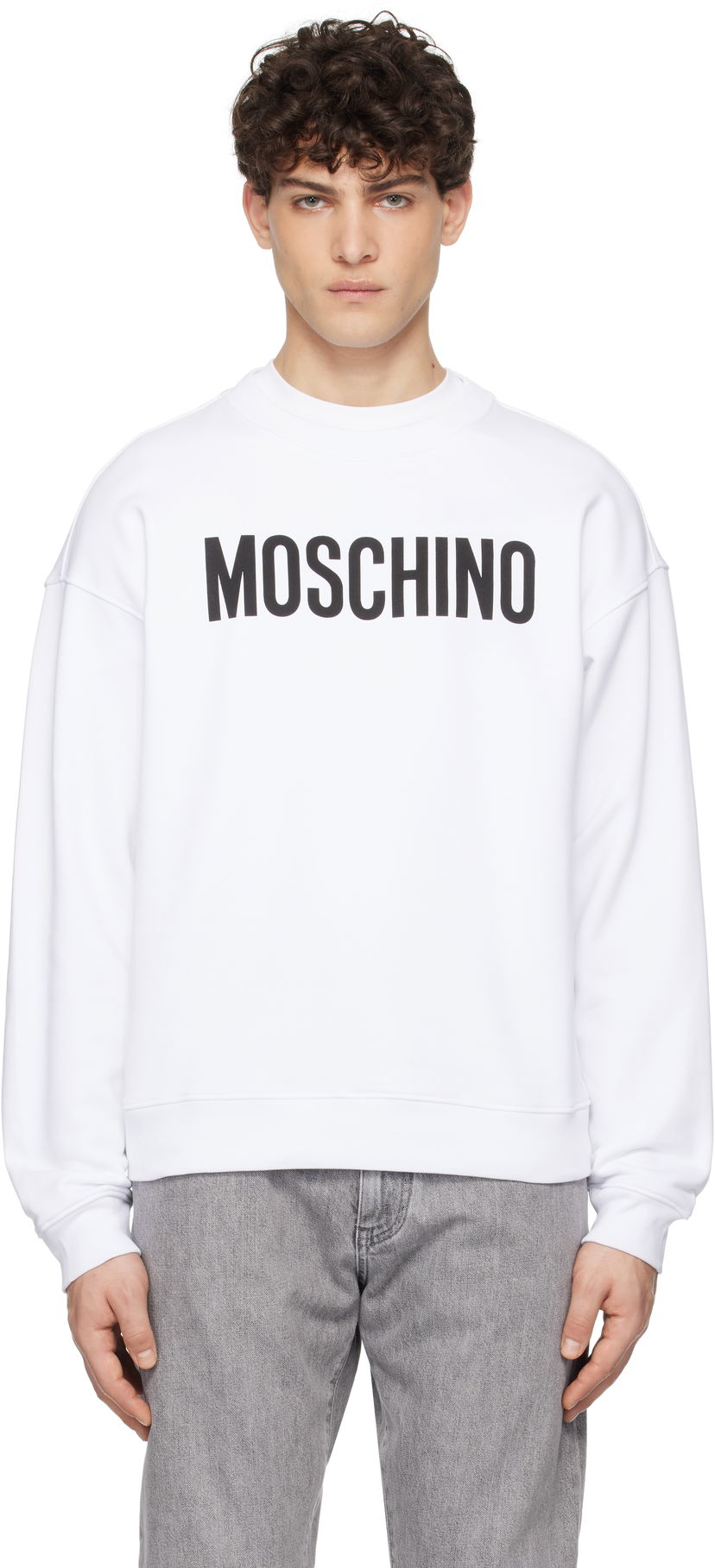 Pulover Moschino Moschino Institutional Sweatshirt Bela | 251ZZA170402281001