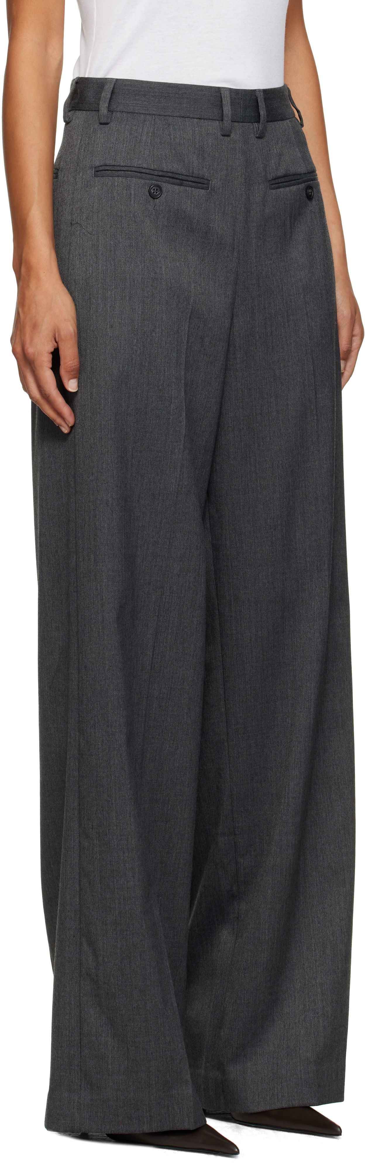 Hlače Maison Margiela MM6 Maison Margiela Tailored Wide-Leg Trousers Siva | S52KA0538 S47848, 1