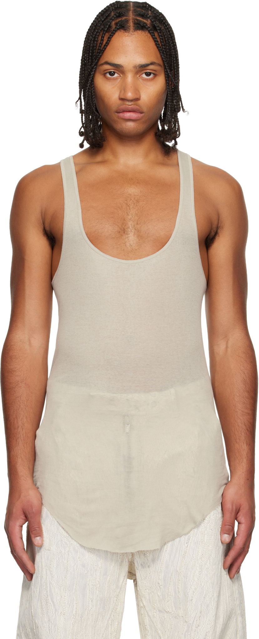 Majica brez rokavov Rick Owens Concordians Pony Tank Top Bež | RR02E1104 MR