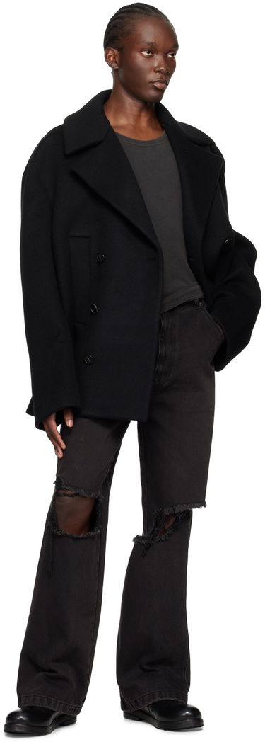 Plašči We11done Double-Breasted Wool Peacoat Črna | WD-CT2-24-045-M-BK, 3