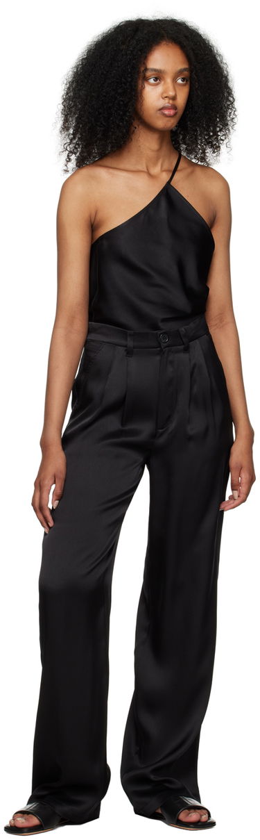 Hlače Anine Bing Carrie Satin Wide Leg Trousers Črna | A-03-3269-000B, 3