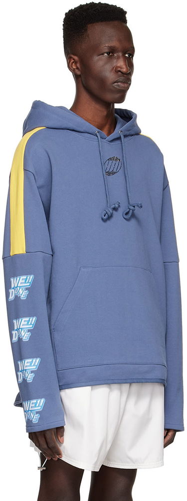 Pulover We11done Designer Logo-Appliquéd Hoodie Modra | WD-TH1-22-556-U-NV, 1