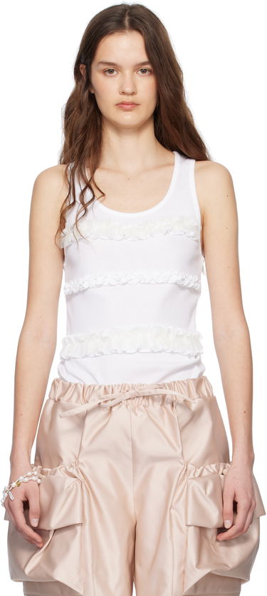 Majica brez rokavov Simone Rocha Simone Rocha Ruffle Frill Tank Top Bela | 5345 0553, 0