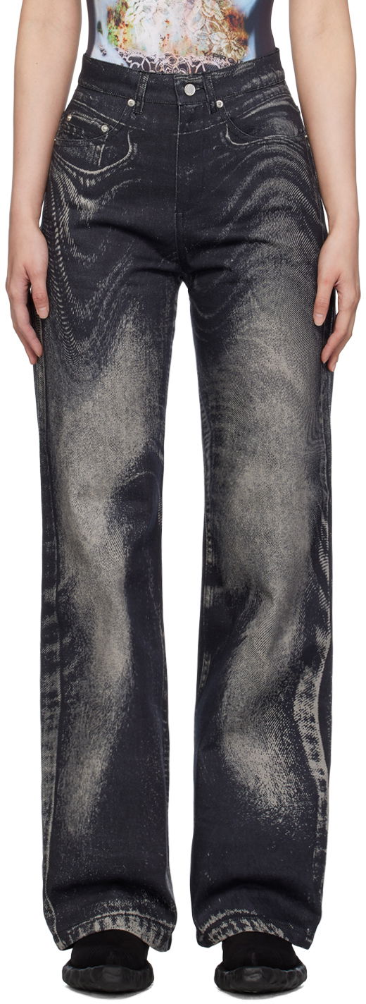 Kavbojke Camper Camperlab Printed Jeans Črna | AU00006-003