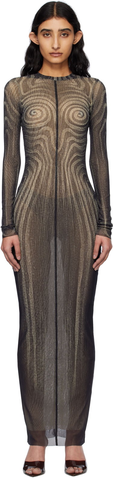 Obleke Jean Paul Gaultier Jean Paul Gaultier 'The Long Spirale' Maxi Dress Črna | 25/34-F-RO390-T587-000203, 0