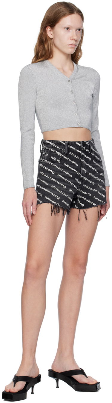 Pleteni pulover Alexander Wang Embossed Cardigan Siva | 4KC3233019, 3
