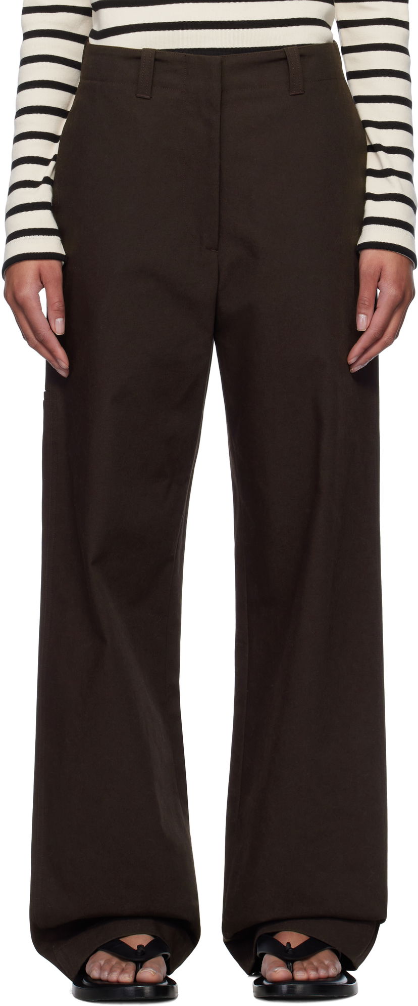 Hlače Jil Sander Jil Sander Straight-Leg Trousers Rjava | J40KA0255_J45267